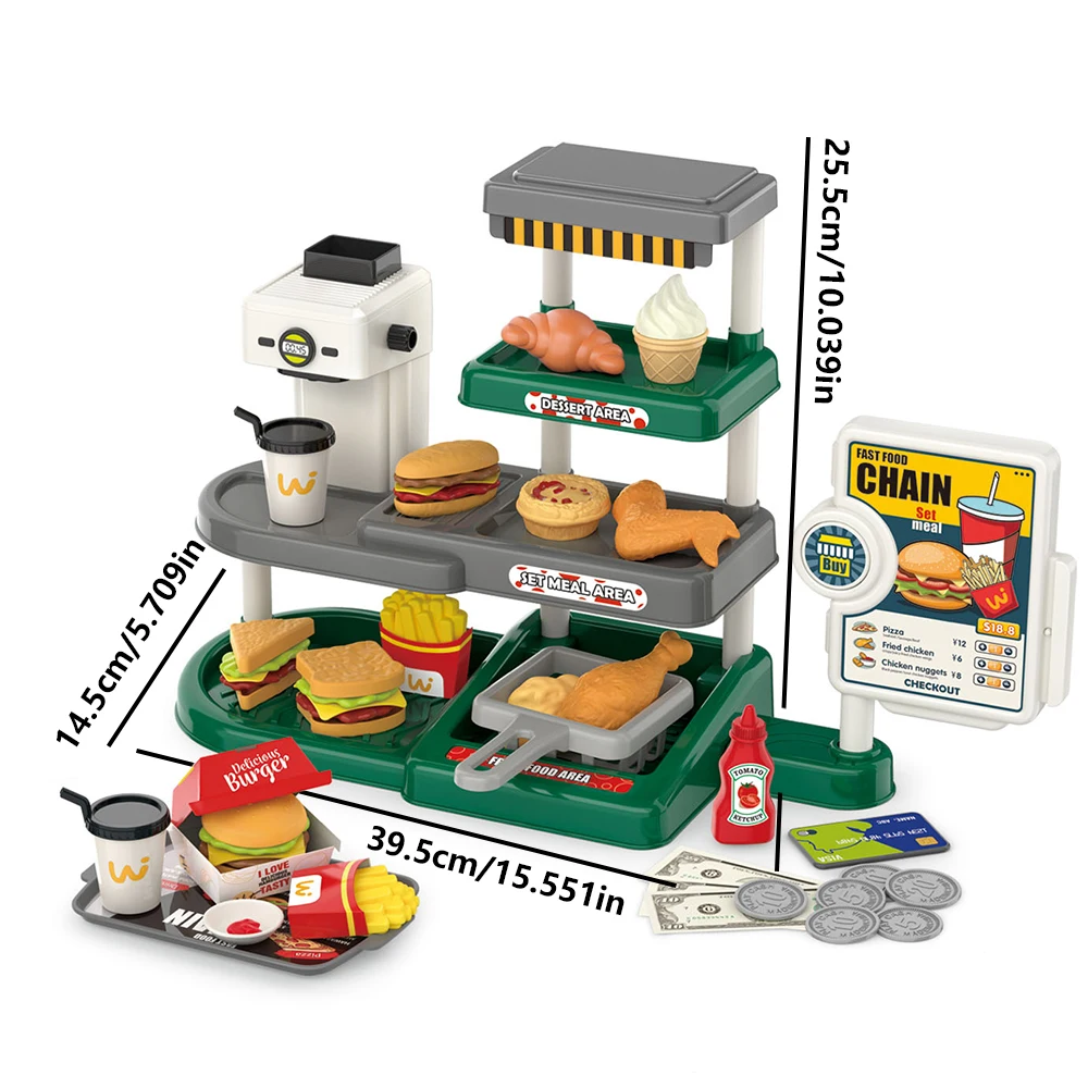 71pcs Pretend Play Fast Food Toys Play Set Simulation Mini Toy Kitchen Set For Kids
