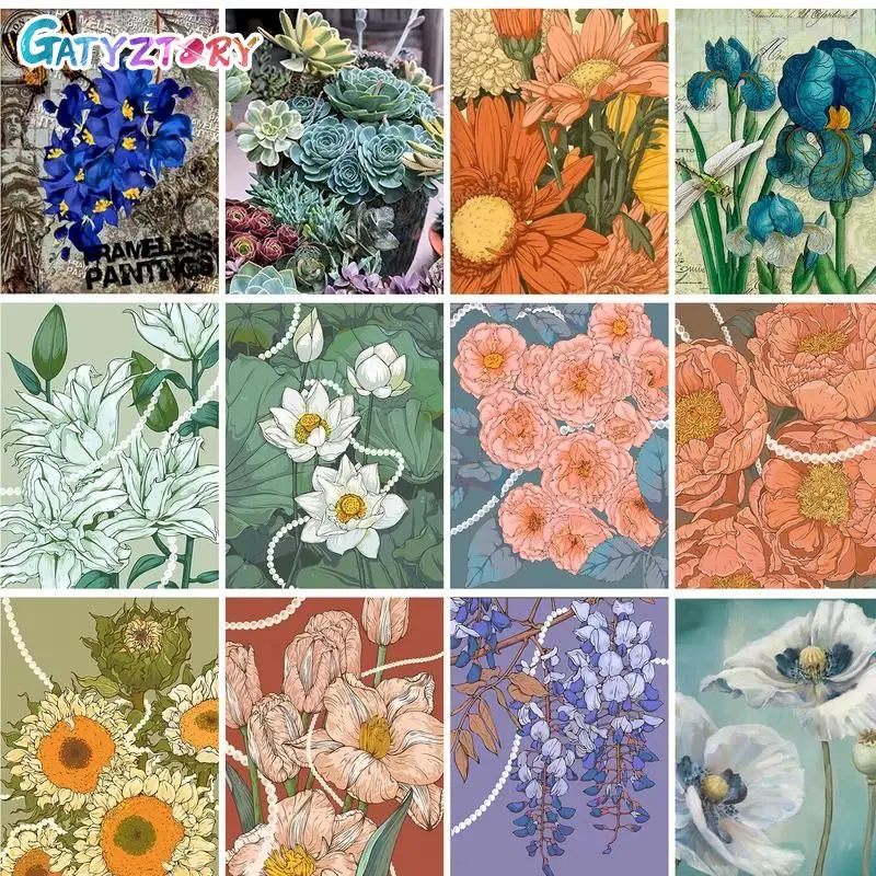 

GATYZTORY DIY Painting By Numbers Simple Blue Flowers Pictures By Numbers Artwork Gift Wall Art Paint Kit For Adults On Canvas F