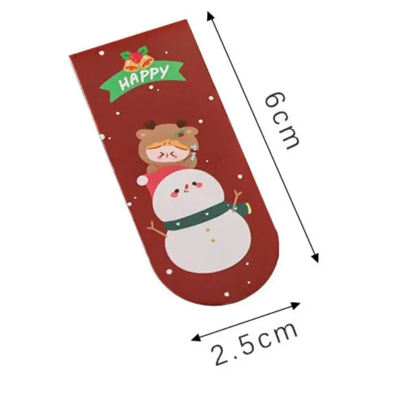 5Pcs Cartoon Magnetic Bookmark Cute Office Supplies Kawai Christmas Teacher Gift Paper Book Page Book Marks Christmas Bookmark