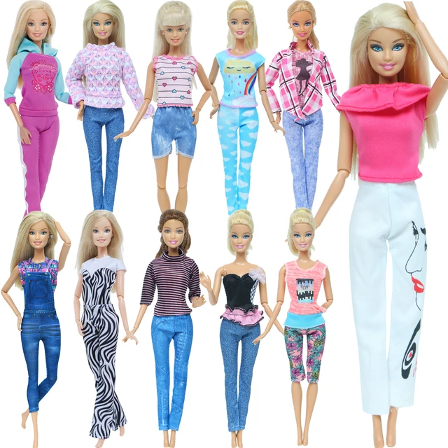 Separar pelota bloquear BJDBUS-Conjunto de ropa de moda para Barbie, conjunto de blusas, Tops,  camiseta, pantalones, ropa estampada, accesorios para muñecas, juguete para  niños - AliExpress