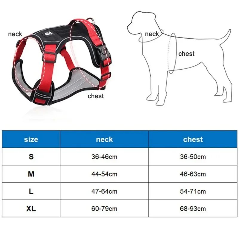 Strong Dog Harness Walking Harnesses for Large Dogs Reflective Dog Harness Vest Adjustable Safety Lead Straps for French Bulldog