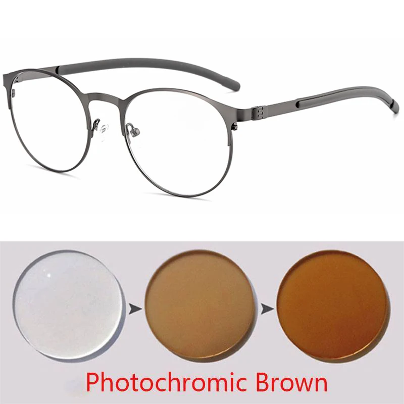 Photochromism okulary Retro okrągła oprawa metalowa okulary z UV damskie dla osób z krótkowzrocznością 8 Photochromism okulary Retro okrągła oprawa metalowa okulary z UV damskie dla osób z krótkowzrocznością 6