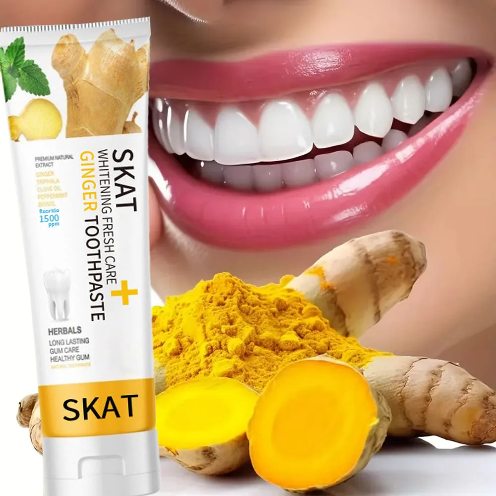 Ginger Mint Whitening Toothpaste Cleans Mouth Stains Remove Fresh Breath Soft Foam Protects Gums Whitening Teeth Oral care