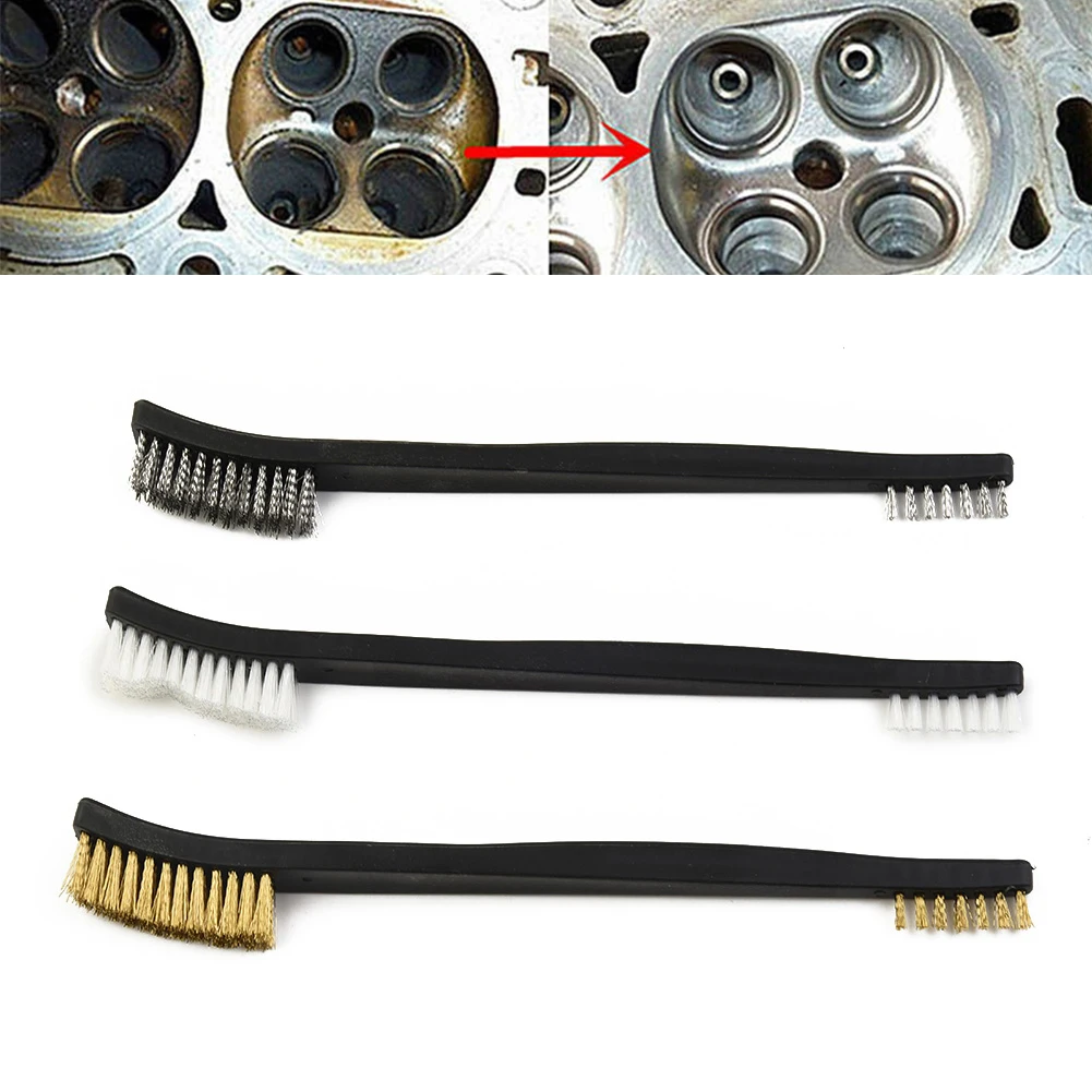 

5pc Wire Brush Double Head Derusting Brush Sets Steel Brass Nylon Cleaning Polishing Metal Rust For Light Metal Spark Plug