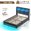 Bed Frame Full Size with Lift Up Storage, Charging Station LED Lights,Upholstered Storage Headboard,Heavy Duty Wooden Slats 2