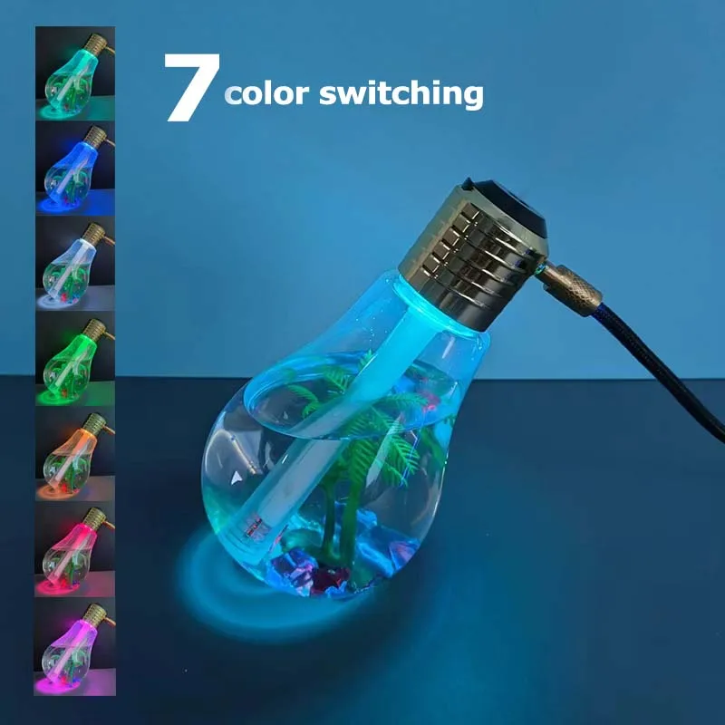Colorful Bulb Humidifier 400Ml Mini Usb Humidifier With 7 Color Led Night Lightatomization Water Supplement Air Humidifiers