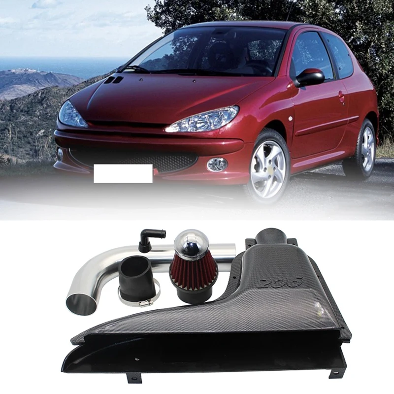 

Car High Flow Air Inlet Systems Intake Box Air Filter For Peugeot 206 Carbon Fiber Style