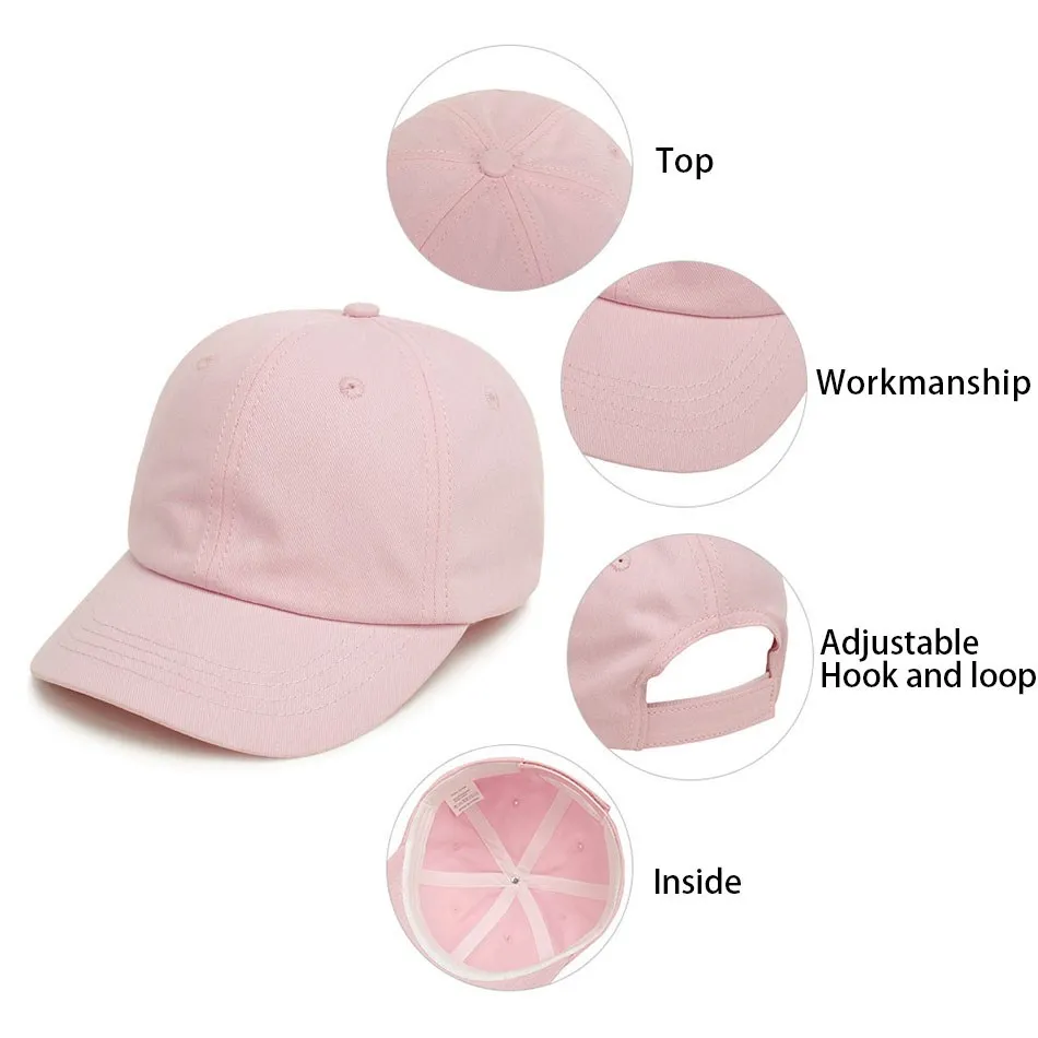 Baby Girl Baseball Caps Pink Black White Gray Children Low Profile Sun Hat Kids Boy Running Headwear Clothing Accessories 5