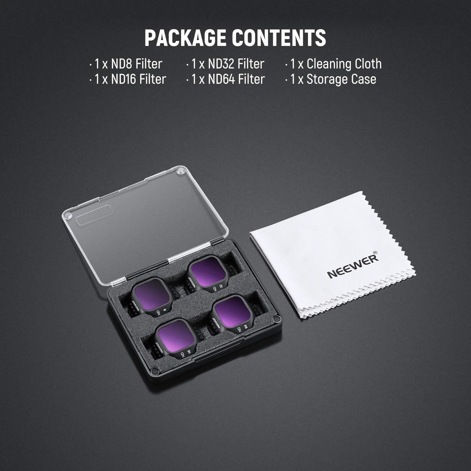 ND Filter Set Compatible with DJI Mini 5 Pro Drone (ND8+ND16+ND32+ND64) Neutral