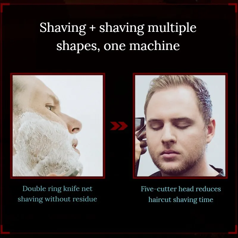 4 In1 Grooming Kit Electric Razor for Head Nose Ears Men Tras Machine 5 Rotating Blade Five Shaving Head Bart Trimer Skullshaver