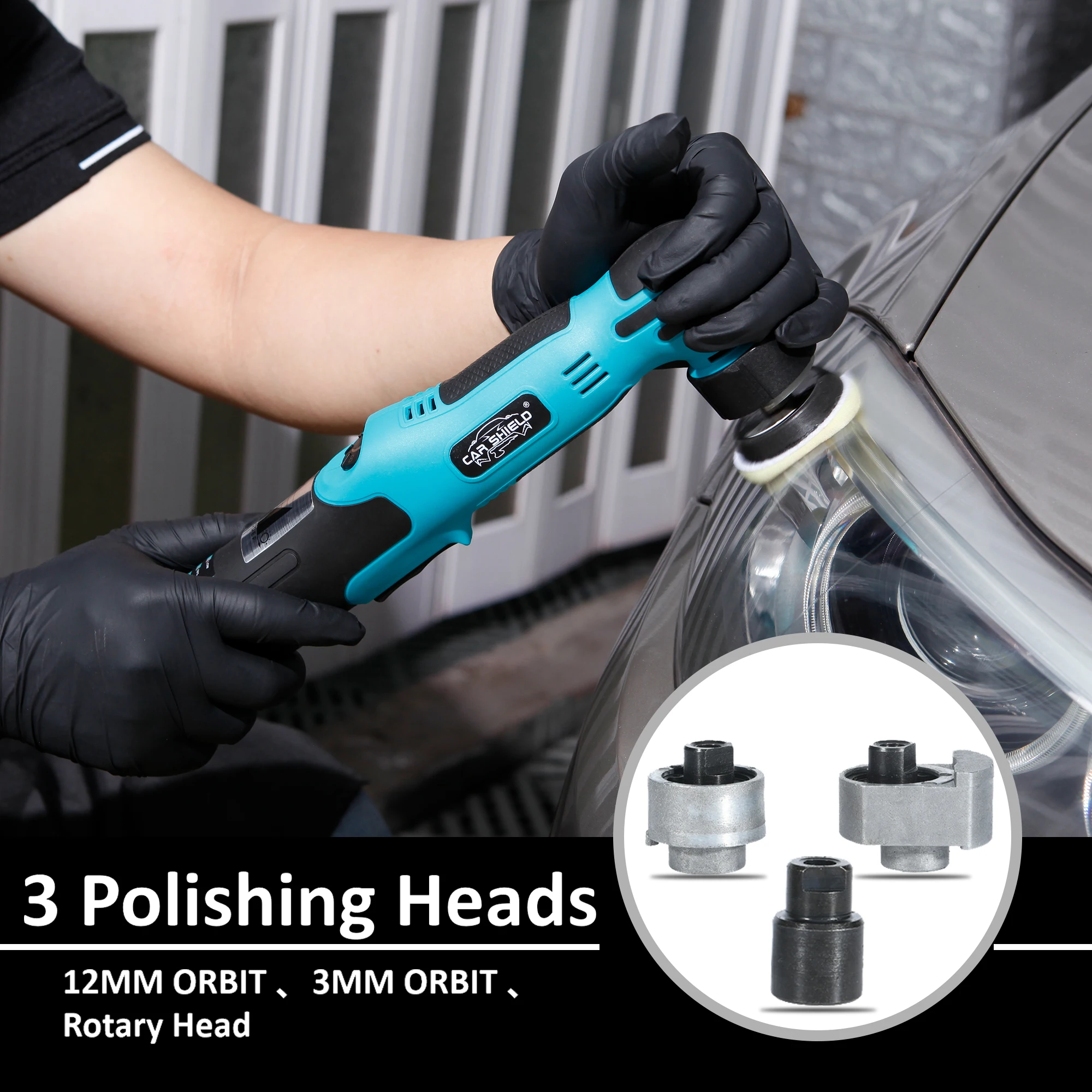 Car Shield 1.2/2 Inch RO/DA Mini Cordless Polisher 12V 2.0Ah Battery 6 Variable Speed for Car Detailing Polishing car polisher