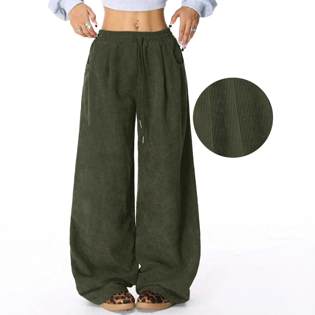 Women Elastic Waist Wide Leg Loose Pants for Spring Summer