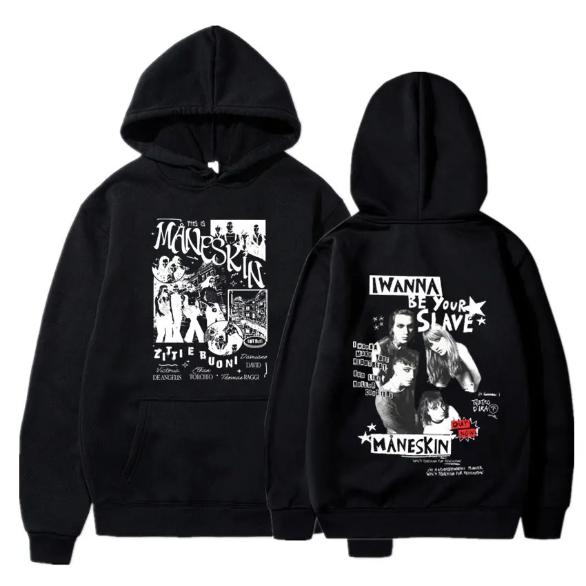 

Italian Rock Band Maneskin Print Hoodie Man Fleece Long Sleeve Hoody Streetwear Men Women High Quality Punk Oversized Sweatshirt