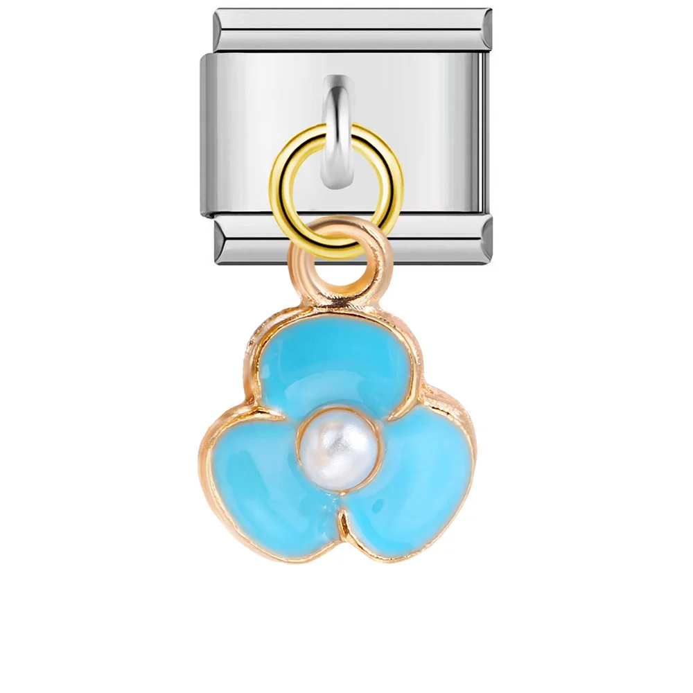 1 Stück versilberter bunter süßer Blumenform-Anhänger-Charm, italienisches Gliederarmband, passend für 9 mm Edelstahl-Schmuckherstellung – Detail 5