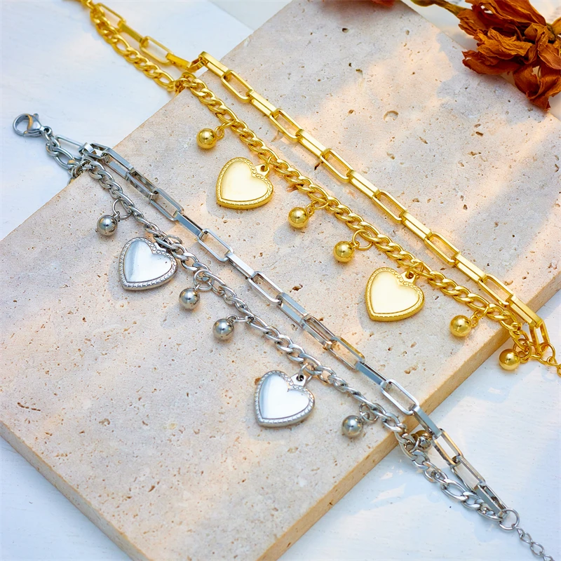 316 Stainless Steel Butterfly Heart Belt Twist Multilayer Chain Bracelet For Women Jewelry Party Gifts Bijoux Pulsera MEYRROYU stainless steel bracelet