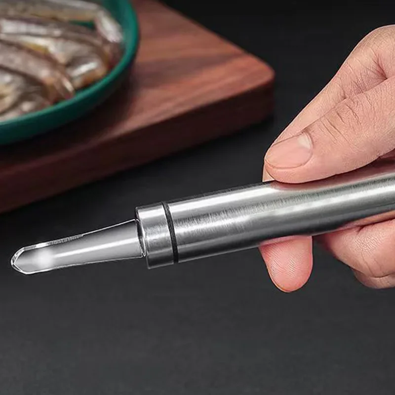 Stainless Steel Shrimp Deveiner Tool Ergonomic Handle Seafood Peeler Shrimp Cleaning Knife Kitchen Gadget for Meat Removal