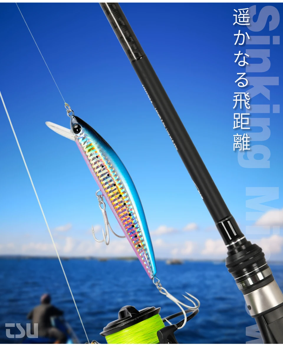 

TSURINOYA 2PCS Big Sinking Minnow Fishing Lure 12cm 40g DW37 Saltwater Hard Artificial Bait Isca Wobblers Fishing Accessories