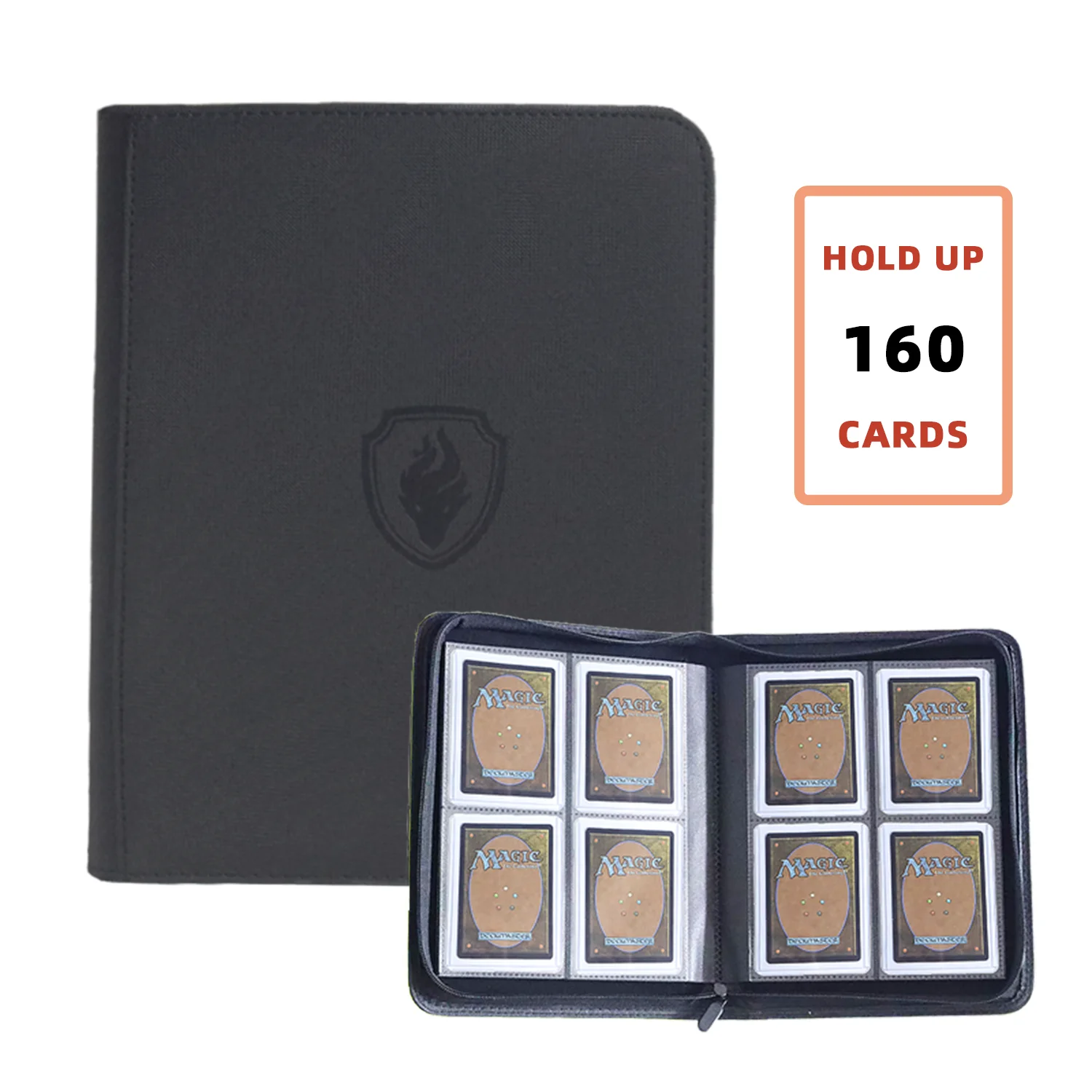 Premium PU Leather Trading Card Binder with 4-Pocket Double-Sided Album - Holds 160 Cards