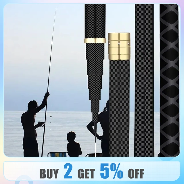 Fishing Rod, Fishing Pole Portable Rod Short Pole Fishing Rod Fishing  Equipment Tools Gifts for Women Men - and blue, Black 6.3m