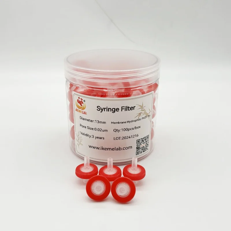 IKEME 실험실용 주사기 필터 33mm 0.45um PVDF 주사기 필터 / 니들 필터 친수성 100개/박스