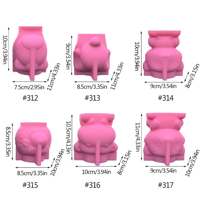 Small Succulent Pots Silicone Mold Funny Unique Pen Holder Mould Cow Flower Pot Molds for Indoor Plant Tool