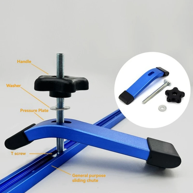 Hot 6Pack T-Track Hold Down Clamp With T Bolts & Silder,Aluminum Alloy T Track Clamps For Woodworking