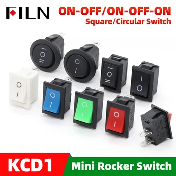 ฟิล์ม KCD1-101 6A 250VAC 10A 125VAC MRS-101 2 Pins on Off Mini Rocker Switch สลับสวิทช์ 21x15 มม.Snap-in สําหรับติดตั้งง่าย 1