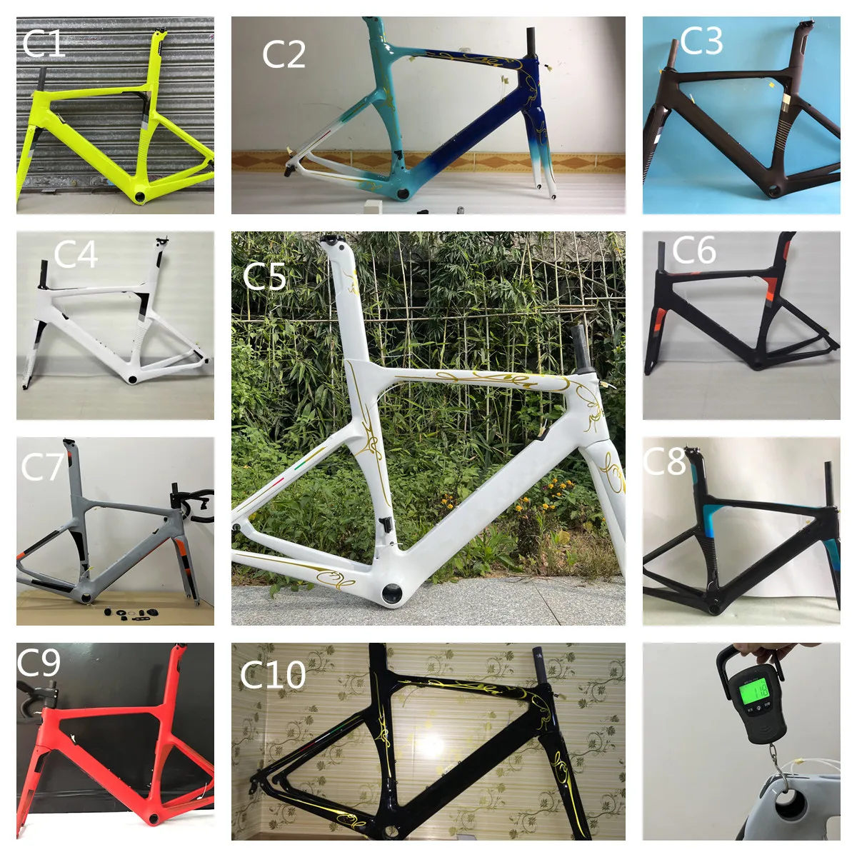 

Concept Framesr T1000 UD Carbon Road Bicycle Frameset C64 BB386 Carbon Road Frameand handlebar