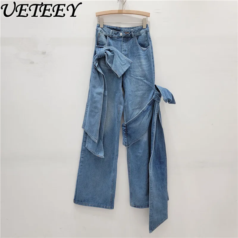 retro-washed-out-bow-decorative-baggy-jeans-loose-cool-lace-up-natural-waist-straight-leg-denim-pants-trousers-for-women