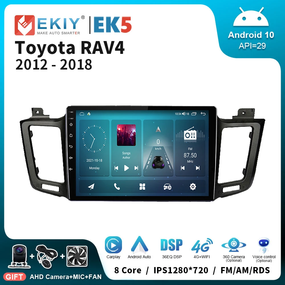 bluetooth car stereo EKIY EK5 Android Stereo Car Radio For Toyota RAV4 4 XA40 5 XA50 2012 - 2018 Multimedia Video Player Navi GPS Carplay Head Unit video screen for car