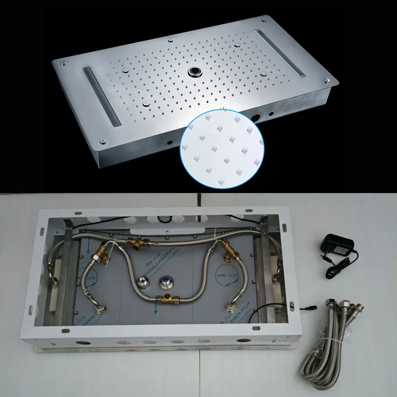 Bathroom Faucet Bathroom Shower Faucet Set Thermostatic Mixing Valve Bathroom Accessories Ceiling LED Shower System Set Thermostatic Mixer Valve Faucet Rainfall Waterfall Shower Head Panel