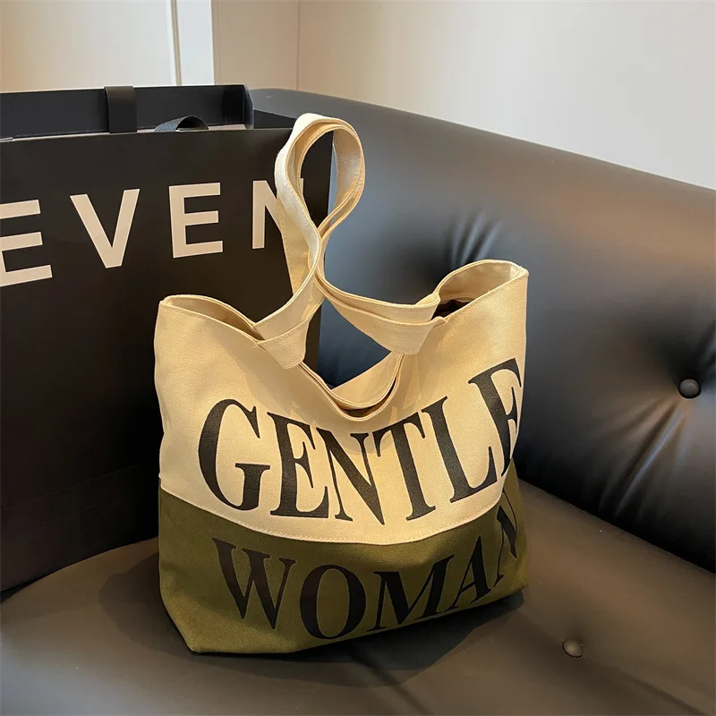The Tote Bag For Women, Trendy Canvas Handbag, Top Handle Satchel Purse, Casual Crossbody Bag