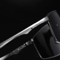 Солнцезащитные очки Мужские фотохромные, поляризационные, квадратная металлическая оправа, UV400, для вождения, занятий спортом на открытом воздухе, велоспорта — изображение 5