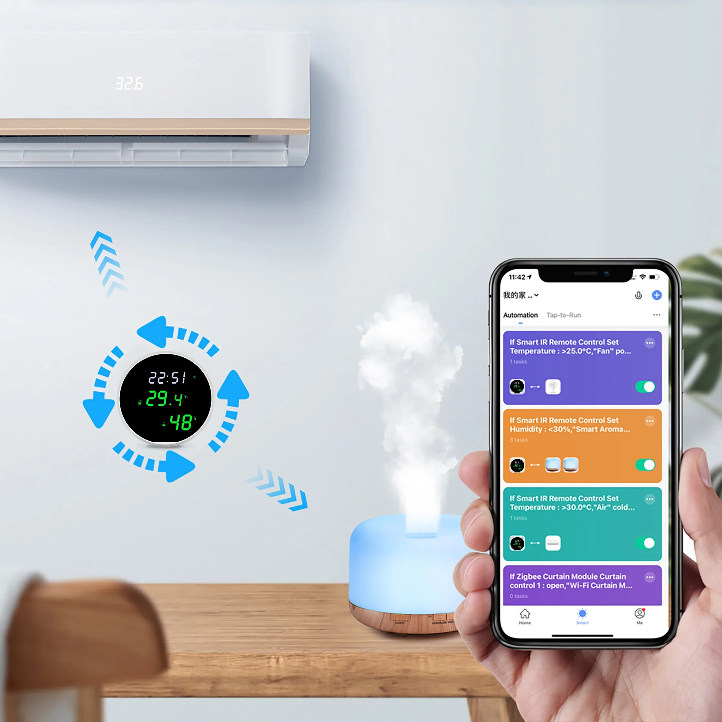 Tuya WiFi Temperature Humidity Sensor Temperature Humidity Meter Smart Indoor Hygrometer Thermometer With LED Display Backlight Support Google Home Alexa