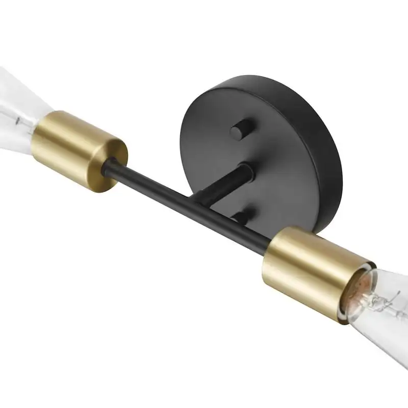 

2-Light Matte Black Reversible Vanity Light with Matte Brass Accent Socket, 91002212