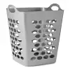 (3 pack)  Flexible Plastic Square Laundry Hamper, Soft Silver 2