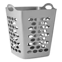 (3 pack)  Flexible Plastic Square Laundry Hamper, Soft Silver 2