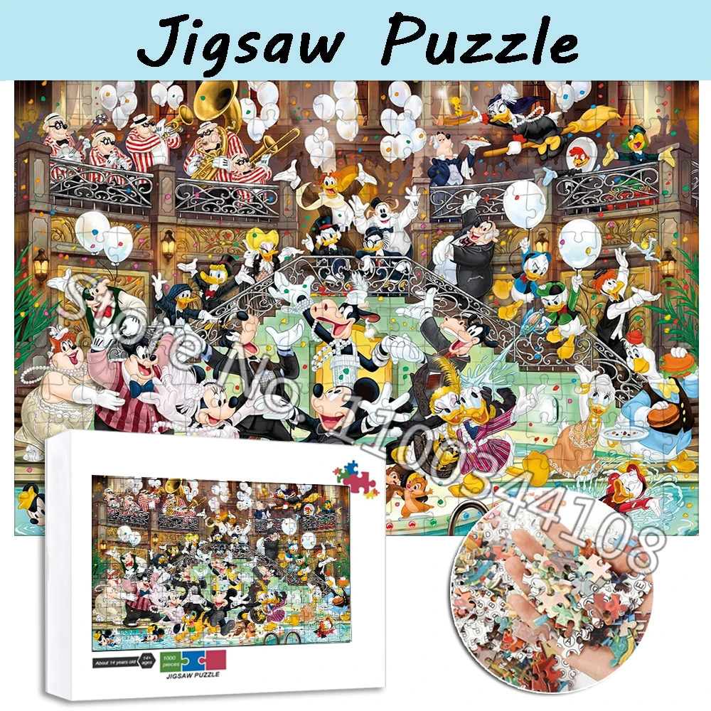 

Mickey Mouse Celebration Jigsaw Puzzles Disney Cartoon 300/500/1000 Pieces Wooden Puzzle Diy Adults Decompression Toys Tangram