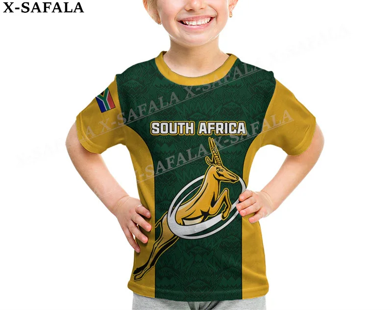 Футболка детская летняя с 3D-принтом, Сетчатая футболка из волокна с флагом Южной Африки, размер детского весны-3