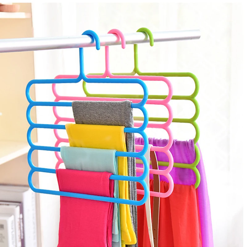 Clothes Hanger Clothes Hangers Trousers Hangers Holders 5 Layers Pants Towel Scarfs Racks Storage Organization
