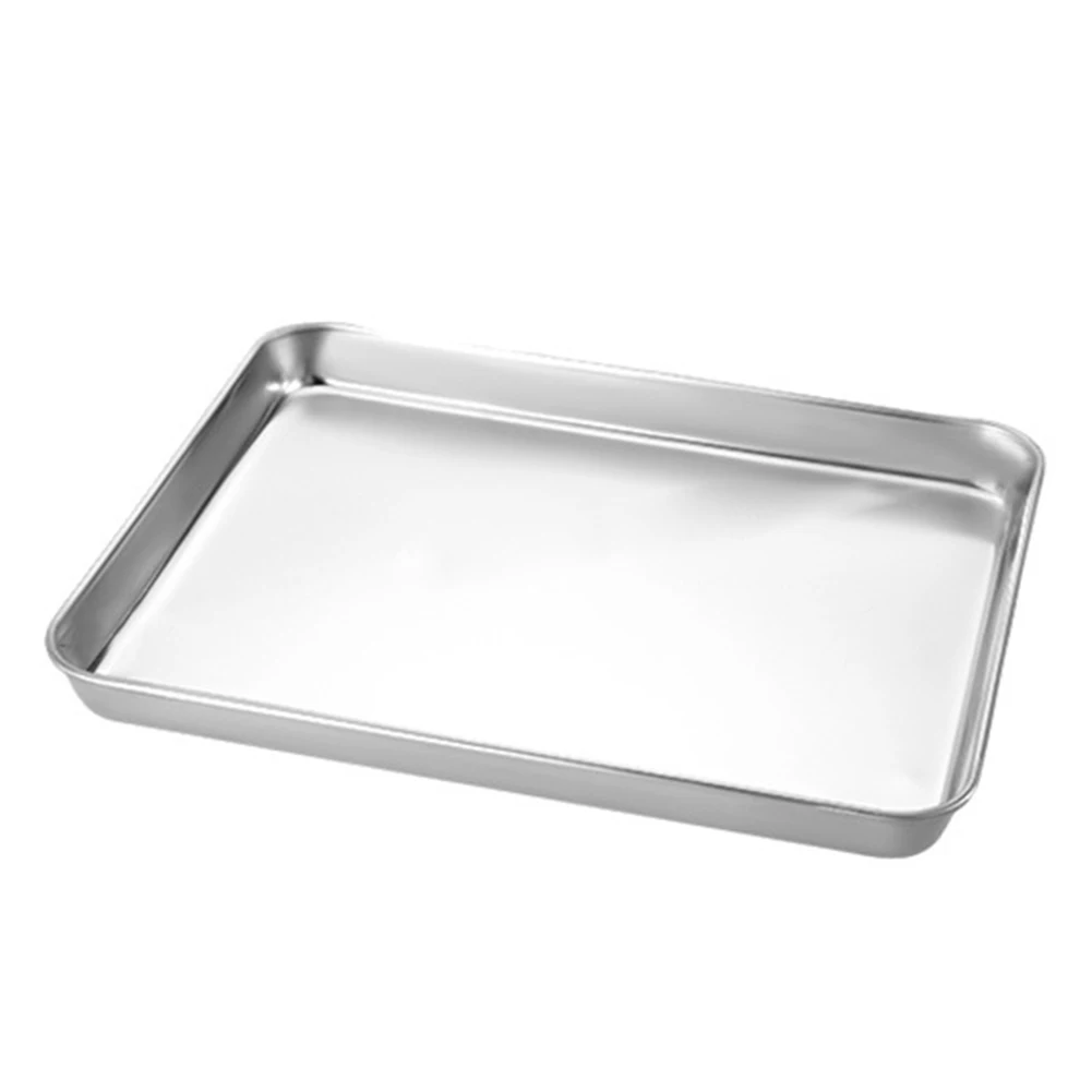 Stainless steel rectangular flat bottom barbecue tray restaurant spare dish tray rice noodle steaming dining dish