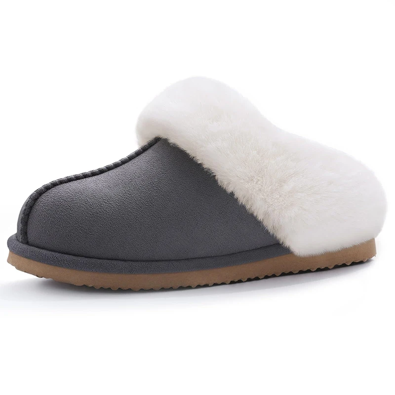 Women Fuzzy Suede Slippers Winter Indoor Outdoor