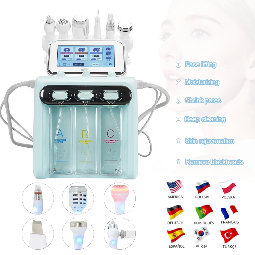 

6 in 1 Hydro Dermabrasion Facial Machine Water Oxygen Hydrogen Deep Cleansing Auqa Peeling Jet Skin Lifting Blackhead Remover