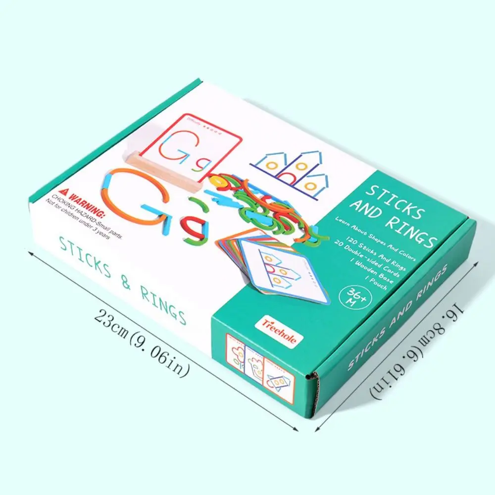 Sticks and Rings Wooden Sticks Puzzle Intelligence Game Montessori Rings Puzzle Montessori Puzzle Educational Colorful