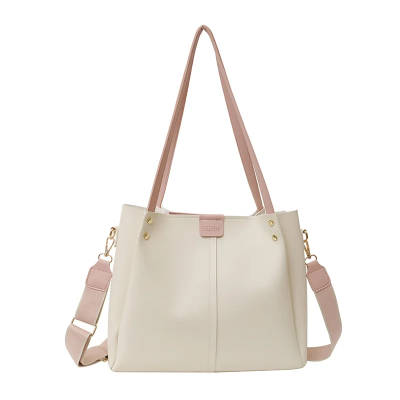 Large Capacity Bag Women's Bag New Fashion Wide Shoulder Strap Single Shoulder Crossbody Bag Carrying Tote Bag