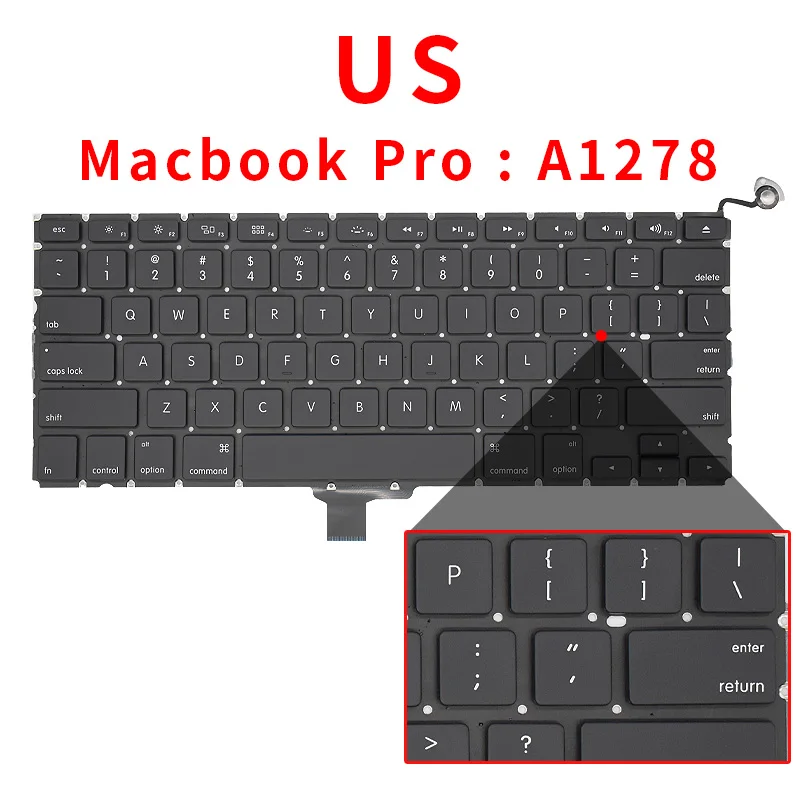 Teclado do Portátil para Macbook Pro 13 A1278 Eua Reino Unido Russo Alemão Francês Espanha Brasil Italiano Portugal pt Turquia tr Tailandês - Imagem 5