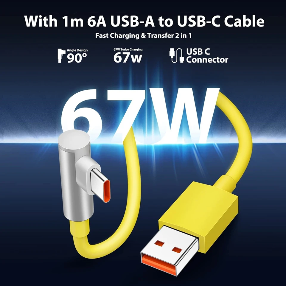 67W Max Turbo Fast Wall Charger 6A Type C Cable for Xiaomi 11 12 Lite 13T 14 Ultra Redmi Note 11T 12T 13 Pro POCO X4 X5 X6 F4 F5 — view 3