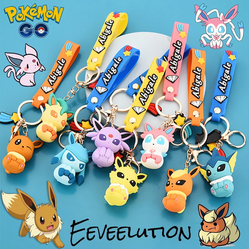 Porte-clés Pokemon Cartoon pour hommes et femmes, Eevee, Beurre de résine,  Bijoux de couple, Sac, Pendentif Pikachu, Interrupteur porte-clés pour