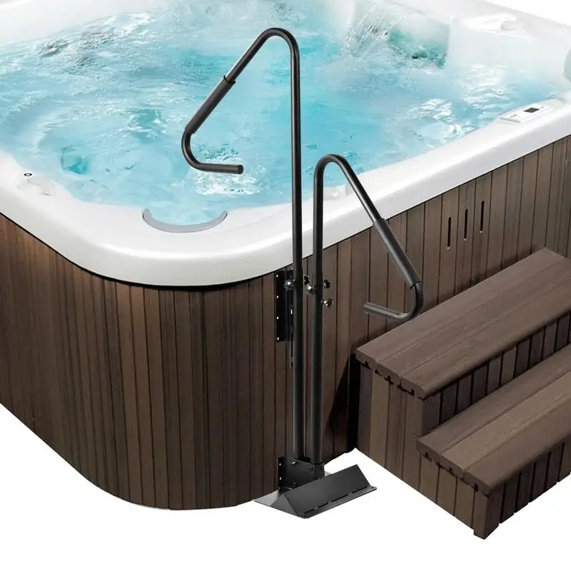 Hot Tub Hand Rail Non-Slip Spa Side Handrail 600Lbs Capacity Hot Tub Handle Bar With Slide-Under Mount Base Adjustable Height