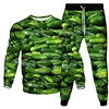 Hamburger Cucumber 3D Print Men's Sportswear Set Casual Long-Sleeved T Shirt Pants 2-Piece Set Oversized Pullover Men Clothing 3